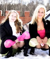 Two lesbian blondes petting (3)